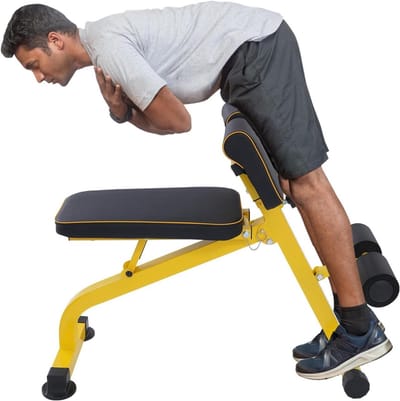 Halterbank Trainingsbank - Fitnessbank Schuine Bank - Full Body Workout - Inklapbaar Ruimtebesparend - Tot 300 kg - Zwart Geel
