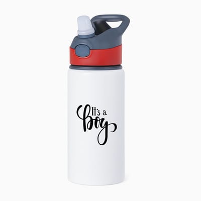 Hacebo® - It's a Boy waterfles met rietje rood - Baby - Kersverse ouders - Geboorte kraamcadeau jongen - babyshower - water fles - 650ML