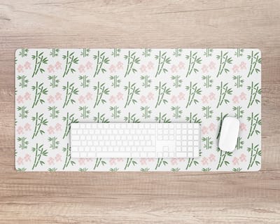 Coloray Bureau Onderlegger - Bamboe en bloemen Bureau Mat - 90 cm x 45 cm - Groente Bureau Onderlegger - Bureaumat - Onderlegger Bureau - Bureau Onderlegger Groot - Bureau Onderlegger XXL