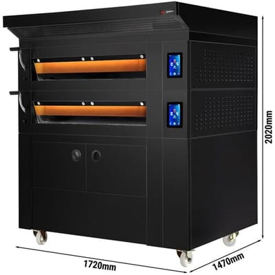 GGM Gastro Bäckerei Etagenofen mit Dampffunktion - Touch - 2 Backkammern - inkl. Haube & Gärschrank 8x EN 600x400 - Schwarz