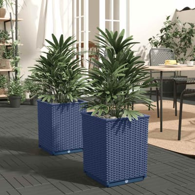 vidaXL - Plantenbakken - 2 - st - 30x30x37 - cm - polypropeen - blauwgrijs