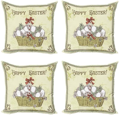 ABAKUHAUS Paas kussenhoes-set – 4x45x45 cm – Vintage Groen/Wit