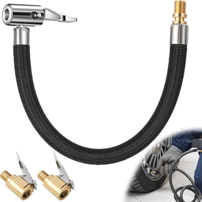 Luchtslang voor bandenpomp, 24 cm verlenging met 8 mm autoventiel adapters voor auto, fiets en motor