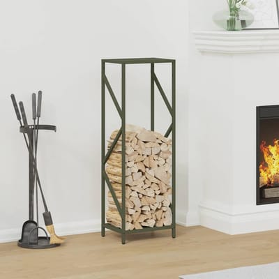 vidaXL - Brandhoutrek - 34x25x100 - cm - koudgewalst - staal - olijfgroen