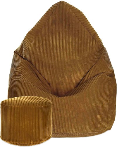 DreamRoots Zitzak voor Volwassenen of Kinderen – Corduroy Beanbag met Voetsteun en Afneembare Hoes – Inclusief Vulling – 80x80x120 cm – Sugar Cookie