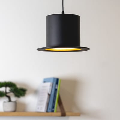 United Entertainment ® - Hoge Hoed Hanglamp - Zwart-goudkleur folie