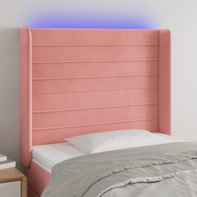 vidaXL - Hoofdbord - LED - 103x16x118/128 - cm - fluweel - roze