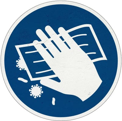 Oppervlak desinfecteren gebodsbord - M062 | Sign Again materiaal | 10 cm