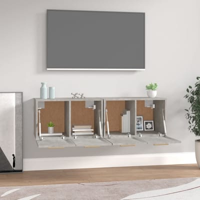 vidaXL - Wandkasten - 2 - st - 60x36,5x35 - cm - bewerkt - hout - betongrijs