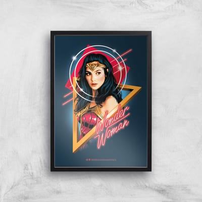 Wonder Woman Welcome To The 80s Giclee Art Print - A4 - Black Frame