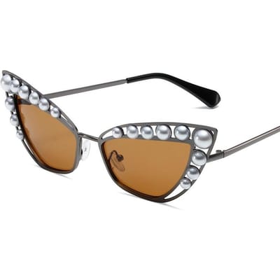 Cat Eye Zonnebril Dames Designer Mode Sexy Metalen Montuur UV400 Zonnebrillen Cateye Tinten Diamant Dames Brillen
