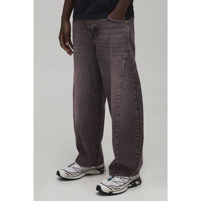 Gewassen Overdye Barrel Leg Jeans | Pink | Size 28R