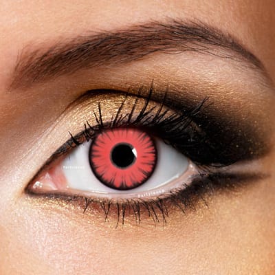 Partylens® rode kleurlenzen - Miracle Red - zachte jaarlenzen met lenshouder - Halloween - Cosplay