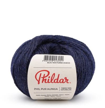 Phildar - Pur Alpaga- 100 % Baby Alpaca premium garen - Wordt per 5 stuks verkocht - Kleur : Bleu Nocturne