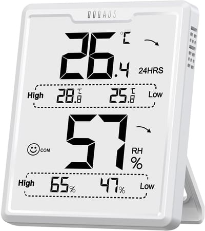 Digitale Kamerthermometer - Thermohygrometer Monitor - Binnenklimaat Meten - Hoge Nauwkeurigheid - 8.3 x 7 x 2.2 cm - Wit