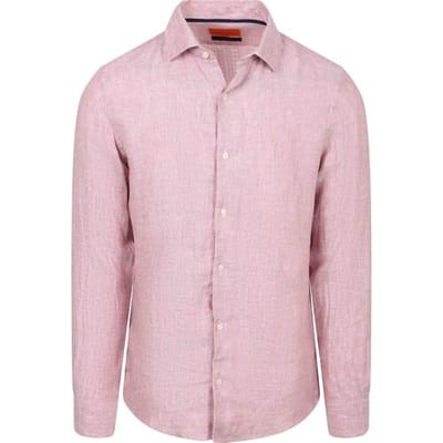 Suitable Overhemd Linnen Roze - Maat 40 - Heren - Overhemden Formeel
