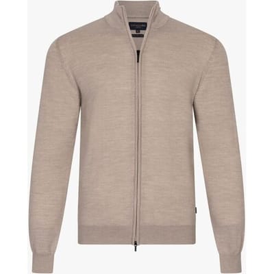 Cavallaro Napoli Vest Saronno Full Zip Mélange Merino Licht Camel / male