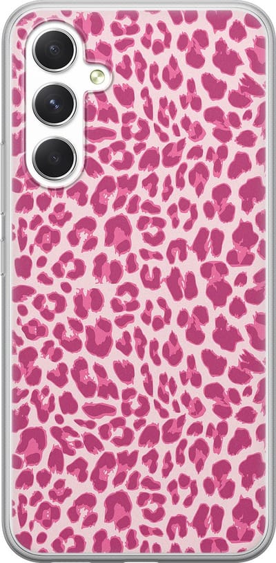 Leuke Telefoonhoesjes - Hoesje geschikt voor Samsung Galaxy A54 - Luipaard roze - Soft case - TPU - Luipaardprint - Roze