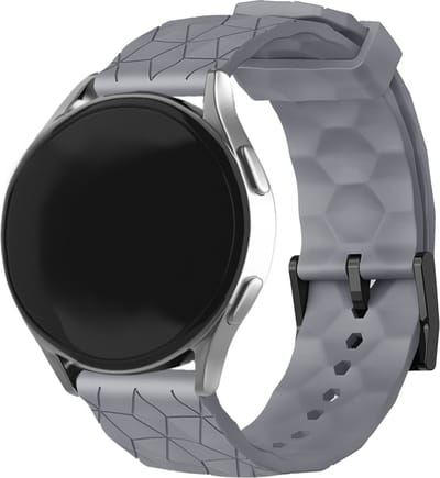Strap-it 20mm - Siliconen hexagon band - geschikt voor Samsung Galaxy Watch 7 (40 & 44mm) / Watch 6 (Classic) / Watch 5 / 5 Pro / Watch 4 (Classic) / Watch FE / Watch 42mm / Watch 3 41mm / Watch Active / 2 - Amazfit Bip / GTS - Polar Ignite - grijs