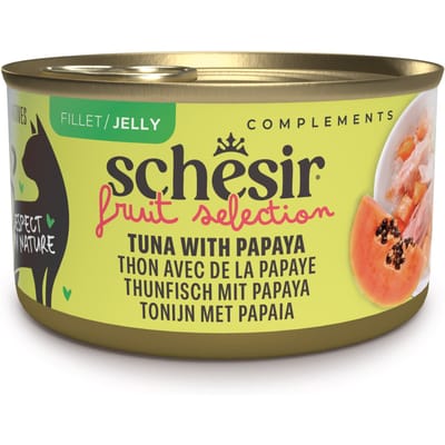 12x75g Schesir Cat Fruit Selection tonijn en papaja in gelei natvoer voor katten