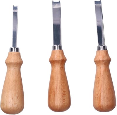 Dailygoods- Beveler Roestvrij Staal - Lederen Rand Bevelers - Gebogen Ontwerp - Comfortabele Grip - 3 Stuks - Efficiënte Peeling - Lederen Snijgereedschap