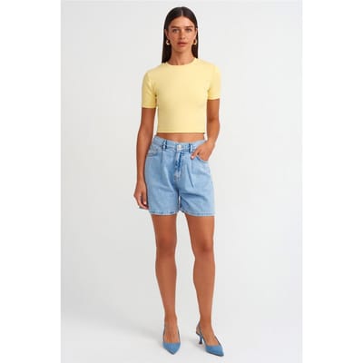 Hoge Taille Wijde Spijkerbroek Shorts