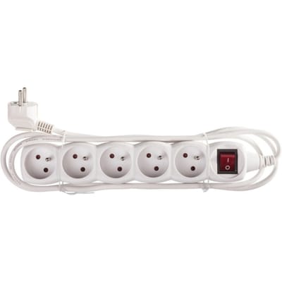 Rallonge 5 prises avec interrupteur Schuko 2M /H05Vv-F 3G1/ Blanc P1512