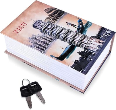 Versteekboek met Sleutelslot, Draagbare Metalen Kluis, Verborgen Boek voor Waardevolle Spullen, Veiligheidsoplossing voor Thuis en Op Reis, 7.09 X 4.53 X 2.17 Inch