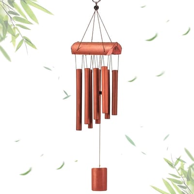 DD Windgong Bamboe - Windvanger - Windorgel - 8 buizen - 10x9x65cm - Bruin