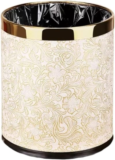 Metalen Prullenbak - Afvalbak Ronde Vorm - Thuiskantoor Inrichting - Licht Luxe Design - 23x27 cm