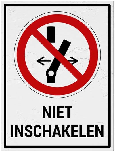 Niet inschakelen bord met tekst | Sign Again materiaal | 20 x 15 cm