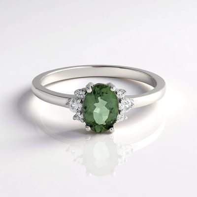 Cavill - Zilveren ring 925 Sterling met 0,70 ct chroomapatiet & Cambodjaanse zirkonia - Luxe groene edelsteen ring maat 20