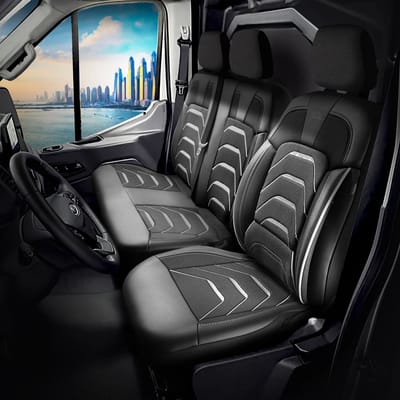 Stoelhoezen Ford Transit 2004 - 2014 – Bodrum Zwart/grijs – perfecte pasvorm – jacquard stof – slijtvast – eenvoudig te monteren – set voor Stoel/Bank