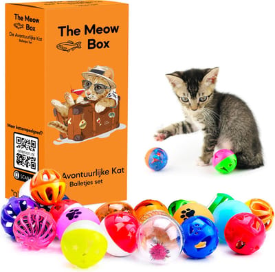 Allerion Kattenspeelgoed Balletjes Set – Katten Speeltjes Intelligentie - 42-delig – Plastic Balletjes – Verschillende Vormen en Kleuren
