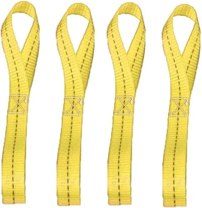 Sjorlussen Tie-down Riemen - Spanbanden Dubbele Lus - Voertuigen Beveiligen - Geen Krassen Lak - 40 cm - Geel