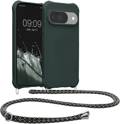kwmobile telefoonhoesjegeschikt voor Google Pixel 10 / Pixel 10 Pro - Hoesje van siliconen met telefoonkoord - In mosgroen