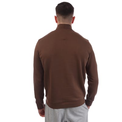 Lyle & Scott Heren Sweatshirt met Kwartrondsluiting (Bruin)