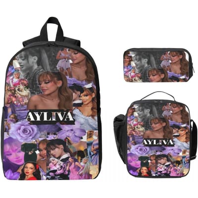 3-delige Ayliva Singer Tour 2025 Rugzakset voor Jongen Meisje Etuis Boekentas Sets met Lunchbox Voor School Leerlingen Daypack black