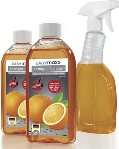 EASYmaxx Reinigingsconcentraat Sinaasappel 2x500 ml set met spuitfles | Goed voor 100 liter allesreiniger | Moeiteloze reiniging van alle oppervlakken | Ideaal voor kookplaten, grillroosters, ovens en nog veel meer.