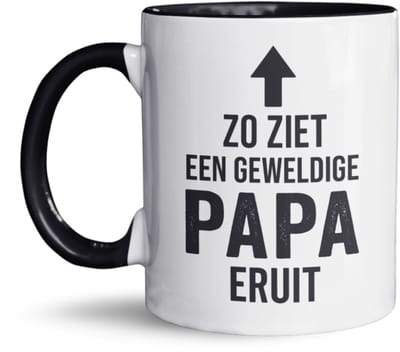 NietMokken.nl - Grappige Mok – Zo ziet een geweldige papa eruit – Grappige vaderdagmok met pijl omhoog – Cadeau voor papa – 325ml keramiek – Aan beide zijden bedrukt – Humoristisch en lief - Vaderdagcadeau