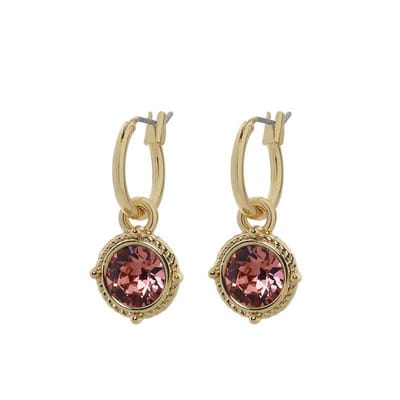 Biba Hang Oorbellen Goud met Swarovski Steentje Rose Peach