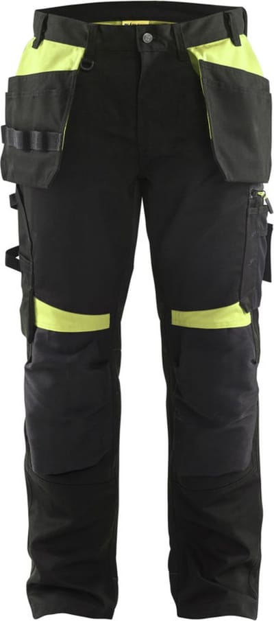 Blaklader Werkbroek met spijkerzakken 1555-1860 - Zwart/High Vis Geel - C60
