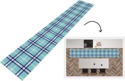 Keukenloper - Loper keuken - Plaid - Blauw - Patronen - Schotse ruit - 300x50 cm - Keukenloper vinyl