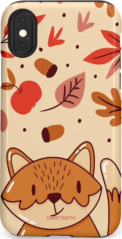 Casetastic hoesje geschikt voor Apple iPhone X / Apple iPhone XS - Dubbellaagse bescherming - Boskat op avontuur - Fashion Case - Zand Terracotta Rood
