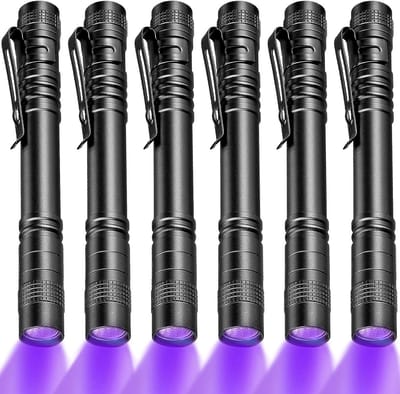 Zes Stuks UV Zwart Licht Zaklampen voor Detectie van Onzichtbare Vlekken