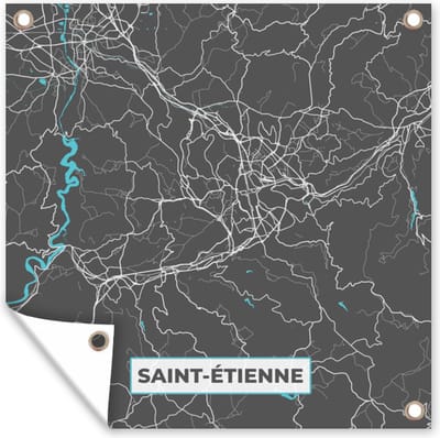 Tuin poster Saint-Étienne - Frankrijk - Plattegrond - Kaart - Stadskaart - 200x200 cm - Tuindoek