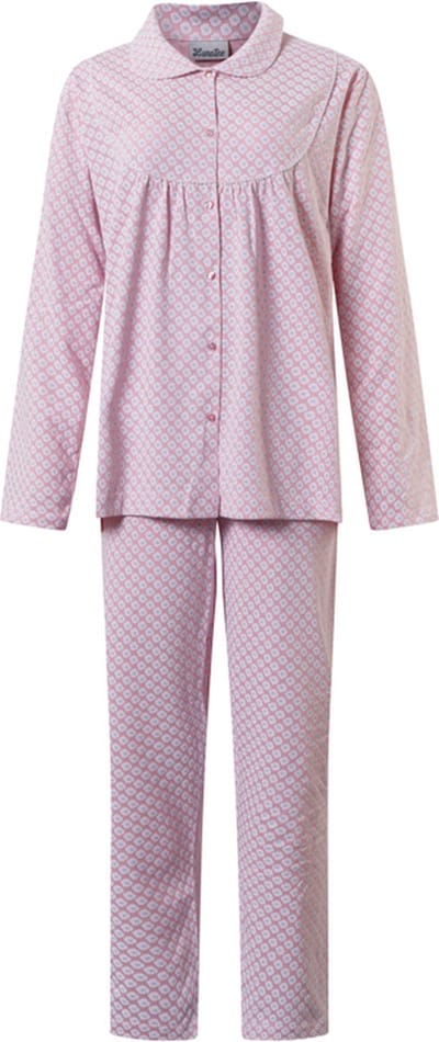 Lunatex - klassieke dames pyjama 124158 met kraag - roze - maat L