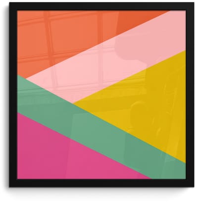 Poster in lijst - Fotolijst 40x40 cm - Posters - Driehoeken - Kleurrijk - Abstract - Posterlijst zwart - Decoratie - Wanddecoratie woonkamer - Muurdecoratie slaapkamer