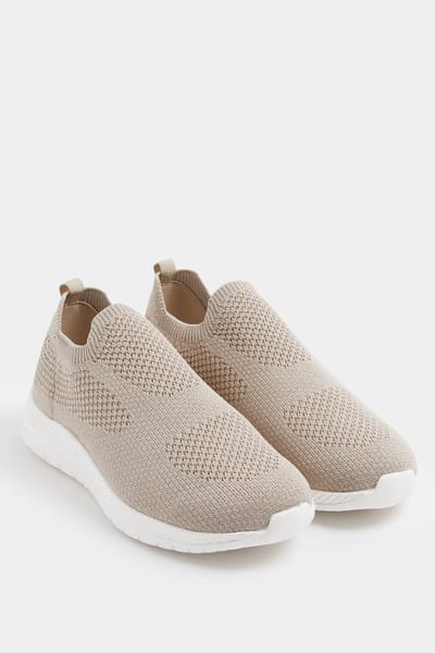 Yours Goudkleurige Gebreide Sneakers Met Brede Epasvormsize 40E