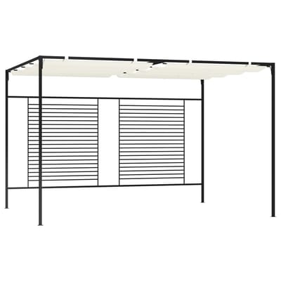 vidaXL - Prieel - met - uittrekbaar - dak - 180 - g/m² - 3x4x2,3 - m - crèmekleurig